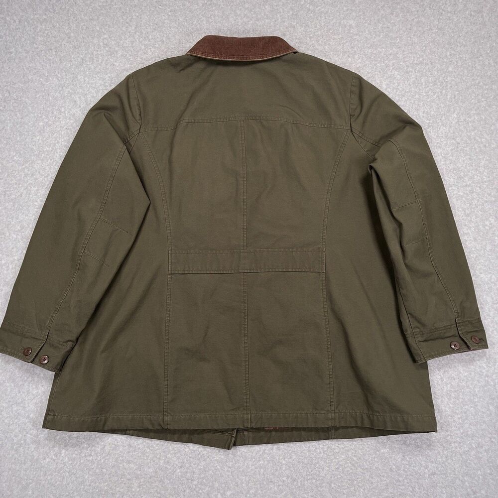 LL Bean Adirondack Barn Coat Womens 3X Chore Jacket Green Flannel Plaid Lined - Picture 3 of 13